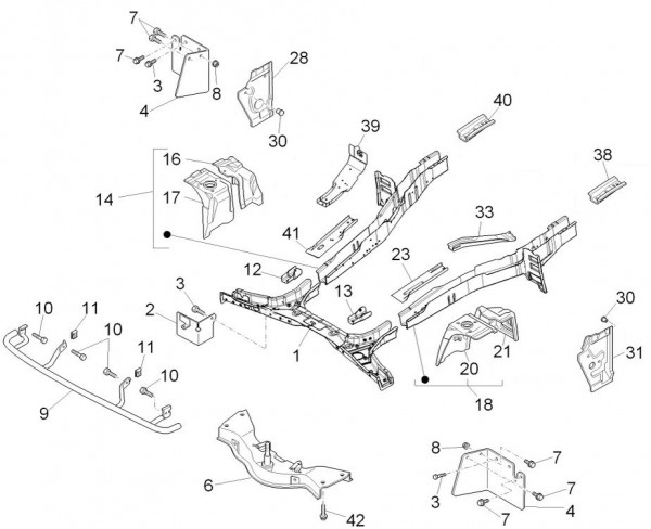 Fahrgestell Rahmen vorn - Porter D120 Diesel 1300ccm 4T LC 2013- ZAPS90VK