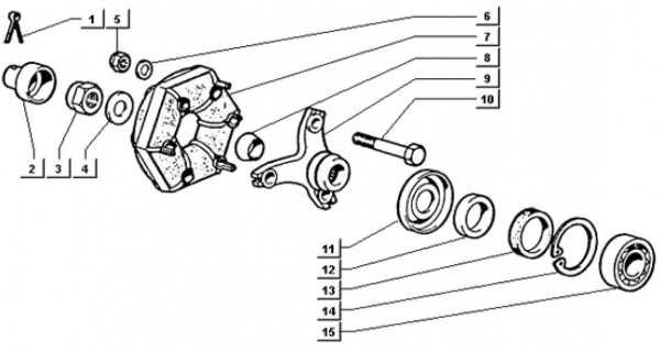 Radaufhängung Hardyscheibe - Ape TM 703 mit Lenkrad 220ccm 2T AC 1997-1999 ZAPT10000