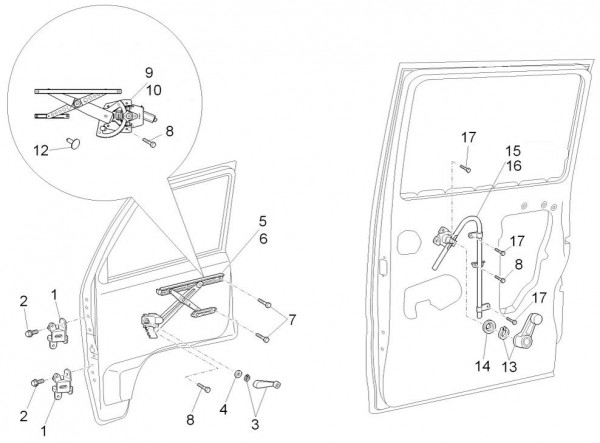 Fahrgestell Fensterheber - Porter D120 Diesel 1300ccm 4T LC 2013- ZAPS90VK