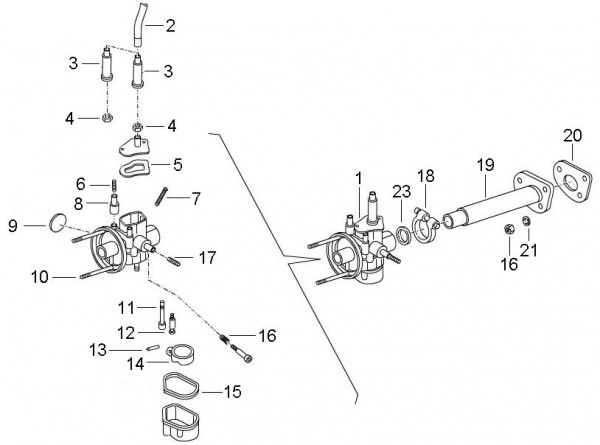 Motor Vergaser - Ape Mix 50ccm 2T AC 2009- ZAPC80000