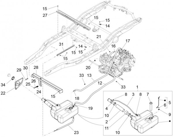Fahrgestell Benzintank - Porter Quargo 700ccm 4T LC 2007- ZAPP10000