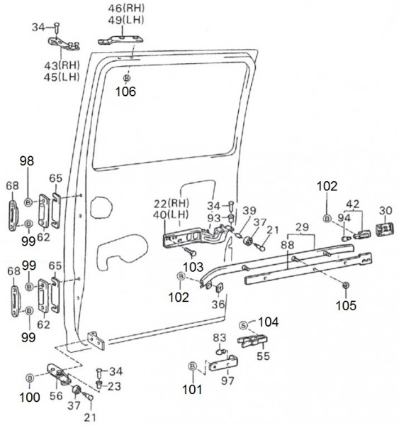 Fahrgestell Türen hinten II - Porter Porter 1000ccm 4T LC 1992-1998 ZAPS85