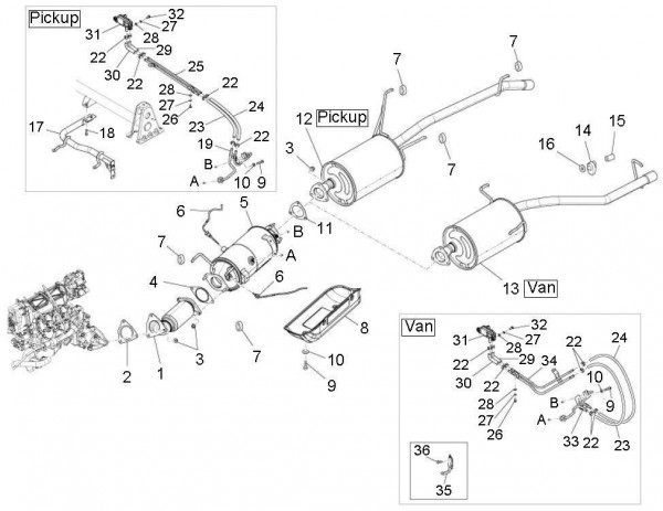 Motor Auspuff - Porter D120 Diesel 1300ccm 4T LC 2011- ZAPS90CK