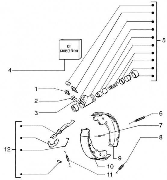 Radaufhängung Bremsbacken vorn - Ape TM 703 Diesel mit Lenker 422ccm 4T AC 2005-2010 ZAPT10000