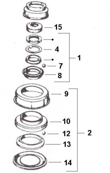 Radaufhängung Steuerlagersatz - Ape 220ccm 2T AC 1978-1983 MPM2T