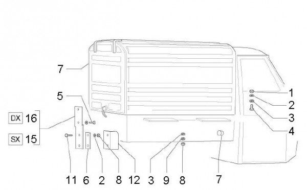 Fahrgestell Verkleidungen hinten Kasten - Ape Mix 50ccm 2T AC 2013- ZAPC80000