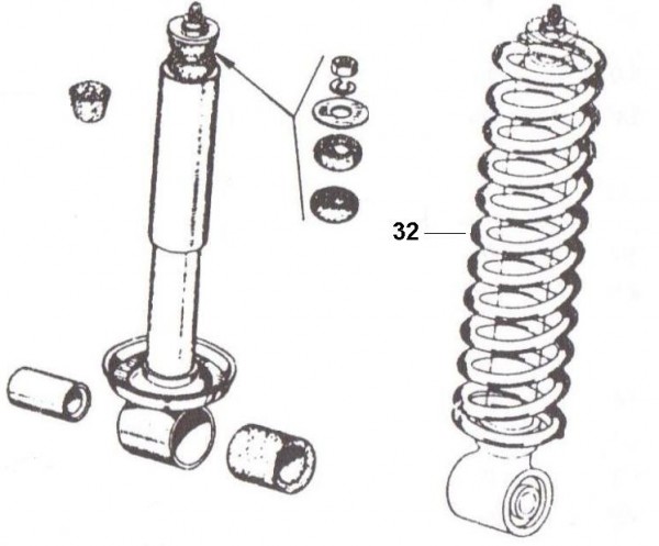 Radaufhängung Stoßdämpfer vorn - Vespa Car 125ccm 2T AC 1970- MPF1T