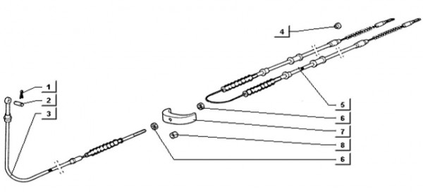 Bowdenzüge Handbremszug - Ape TM 703 mit Lenker 218ccm 2T AC 1997-1999 ATM2 00001001