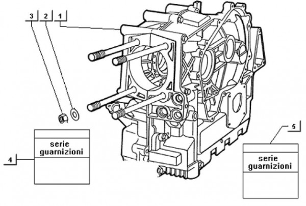 Motor Kurbelgehäuse - Ape TM 703 Diesel mit Lenkrad 422ccm 4T AC 1997-2004 ATD2T