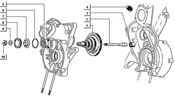 Motor Vorgelege - Ape TM 703 mit Lenkrad 218ccm 2T AC 1997-1999 ATM2 00001001