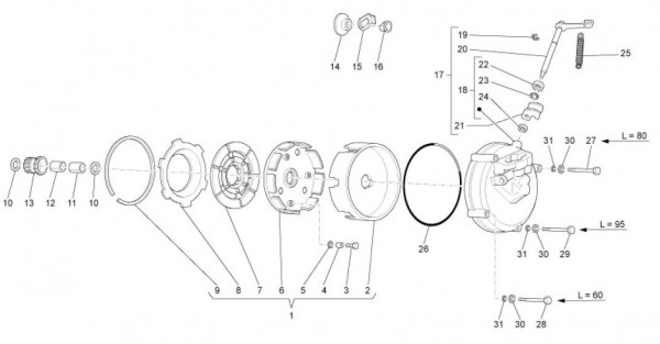 Motor Kupplung - Ape TM 703 mit Lenker 220ccm 2T AC 2008-2016 ZAPT10000