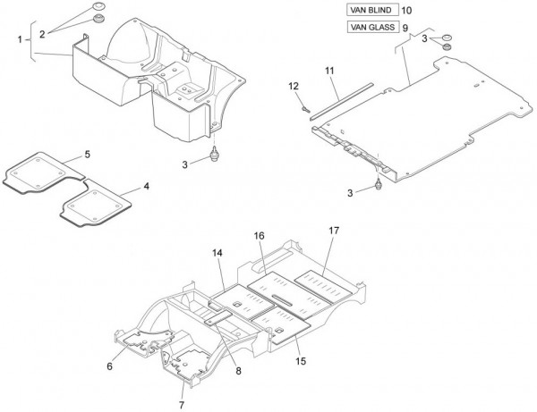 Fahrgestell Innenverkleidungen - Porter Multitech 1300ccm 4T LC 2015-