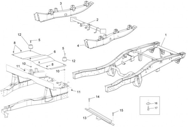 Fahrgestell Rahmen hinten - Porter Maxxi Multitech 1300ccm 4T LC 2014- ZAPS90RJ