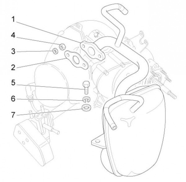 Motor Auspuff - Ape Mix 50ccm 2T AC 2015- ZAPC80000