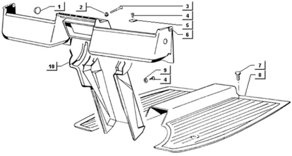 Fahrgestell Fußraumabdeckungen - Ape TM 703 Diesel mit Lenkrad 422ccm 4T AC 1997-2004 ZAPT10000