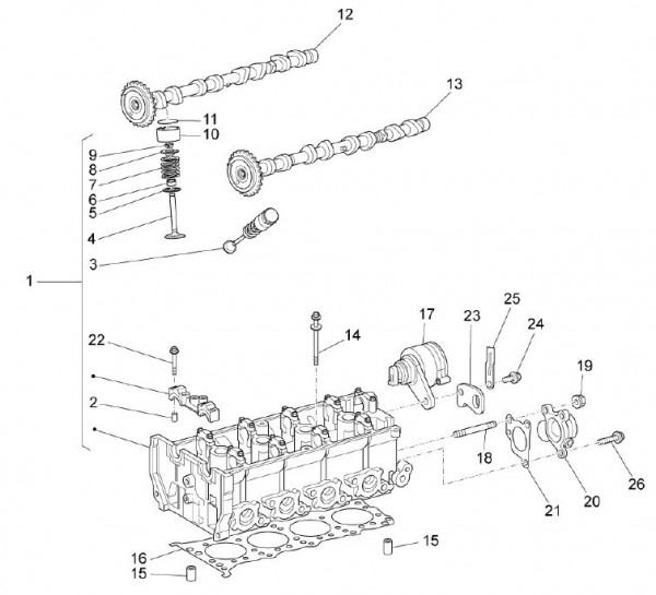 Motor Zylinderkopf - Porter Multitech 1300ccm 4T LC 2010- ZAPS90TJ