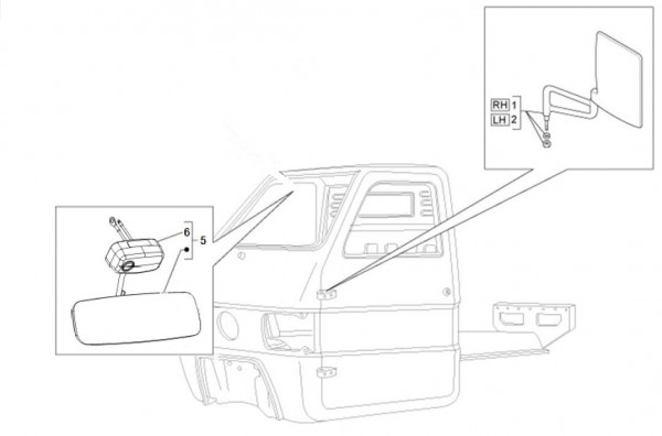 Fahrgestell Rückspiegel - Ape TM 703 mit Lenker 220ccm 2T AC 2008-2016 ZAPT10000