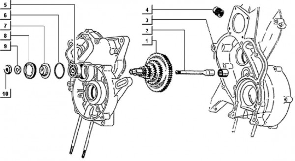 Motor Vorgelege - Ape TM 703 mit Lenkrad 220ccm 2T AC 2000-2007 ZAPT10000