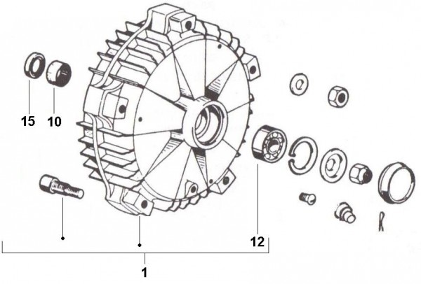 Radaufhängung Bremstrommel vorn - Ape Poker 422ccm 4T AC 1993- M4R4T