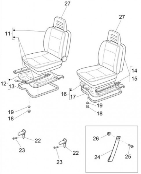 Fahrgestell Sitz vorn - Porter Multitech 1300ccm 4T LC 2016-