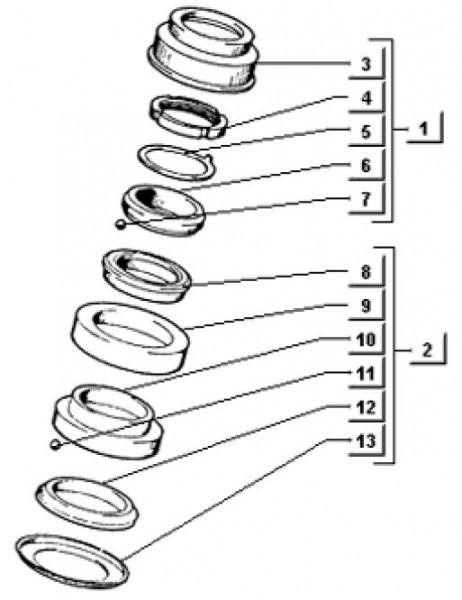 Radaufhängung Steuerlagersatz - Ape TM 703 Diesel mit Lenker 422ccm 4T AC 1997-2004 ATD1 00001101
