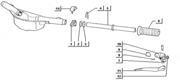 Lenker Lenker links - Ape TM 703 Diesel mit Lenker 422ccm 4T AC 1997-2004 ATD1T
