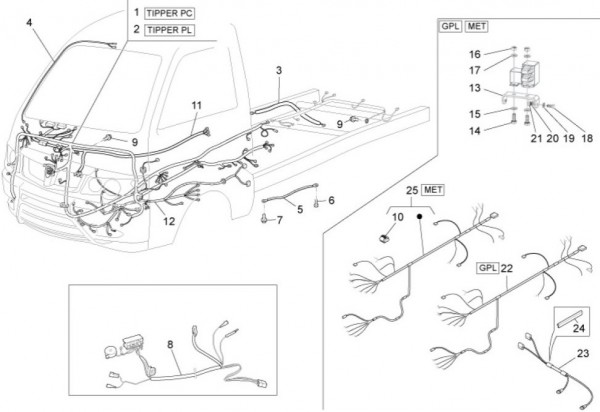 Elektrische Anlage Kabelbaum - Porter Maxxi Multitech 1300ccm 4T LC 2014- ZAPS90RJ