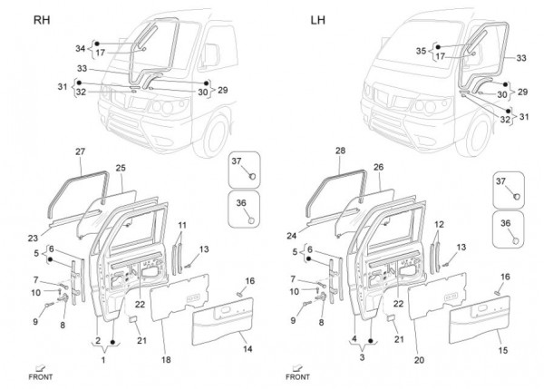 Fahrgestell Türen vorn - Porter Maxxi D120 Diesel 1200ccm 4T LC 2011- ZAPS90RK