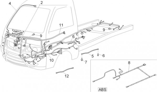Elektrische Anlage Kabelbaum - Porter D120 Diesel 1300ccm 4T LC 2013- ZAPS90TK