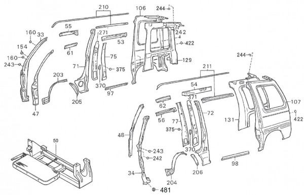 Fahrgestell Rahmen seitlich Van - Porter Porter 1000ccm 4T LC 1992-1998 ZAPS85