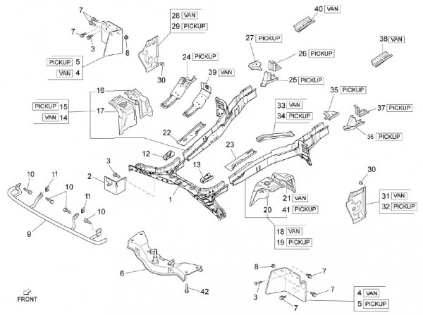 Fahrgestell Rahmen vorn - Porter Multitech 1300ccm 4T LC 2010- ZAPS90PJ
