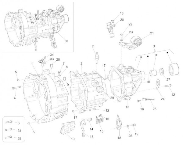 Motor Getriebegehäuse - Porter Maxxi D120 Diesel 1200ccm 4T LC 2013- ZAPS90DK