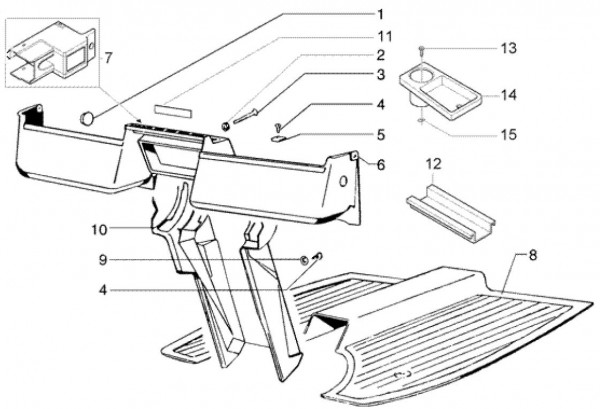 Fahrgestell Fußraumabdeckungen - Ape TM 703 Diesel mit Lenkrad 422ccm 4T AC 2005-2010 ZAPT10000