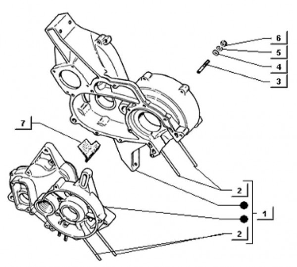 Motor Kurbelgehäuse - Ape TM 703 mit Lenkrad 220ccm 2T AC 1997-1999 ZAPT10000
