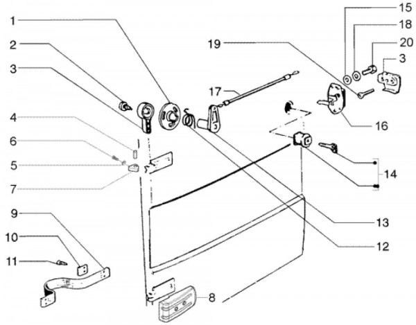 Fahrgestell Türschloss - Ape TM 703 Diesel mit Lenkrad 422ccm 4T AC 2005-2010 ZAPT10000