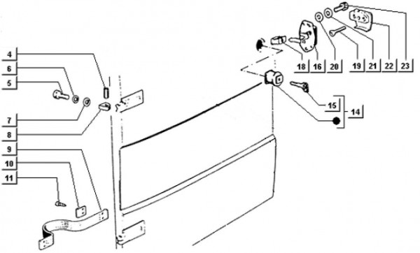 Fahrgestell Türschloss - Ape TM 703 mit Lenker 220ccm 2T AC 2000-2007 ATM3T