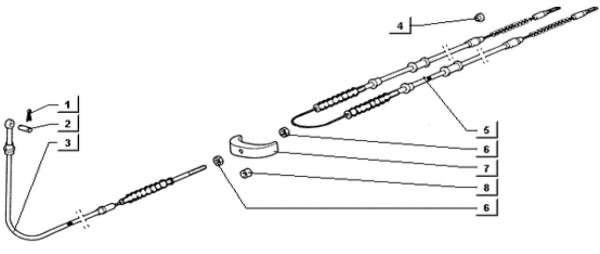 Bowdenzüge Handbremszug - Ape TM 703 Diesel mit Lenkrad 422ccm 4T AC 1997-2004 ATD1T