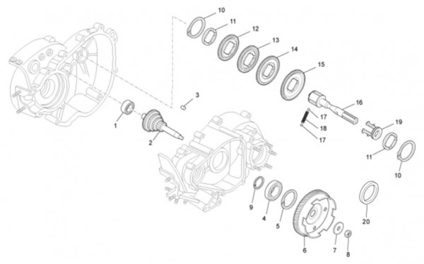 Motor Schaltgetriebe - Ape Mix 50ccm 2T AC 2018- ZAPC80000