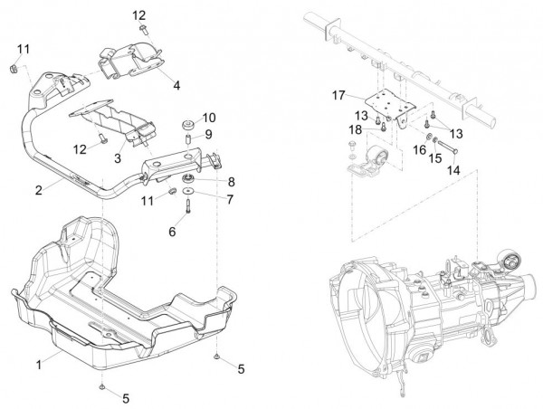 Fahrgestell Motorhalterungen - Porter Maxxi Multitech 1300ccm 4T LC 2017-