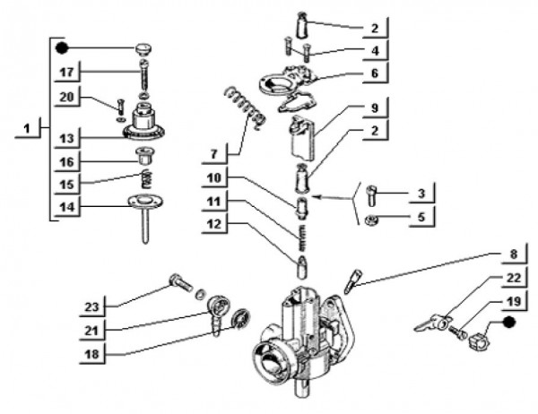 Motor Vergaserkomponenten - Ape TM 703 mit Lenkrad 220ccm 2T AC 2000-2007 ATM3T