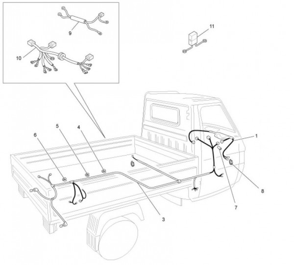 Elektrische Anlage Kabelbaum - Ape TM 703 mit Lenker 220ccm 2T AC 2008-2016 ZAPT10000