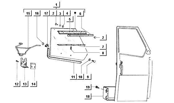 Fahrgestell Seitenfenster - Ape Mix 50ccm 2T AC 1998-2008 ZAPC80000