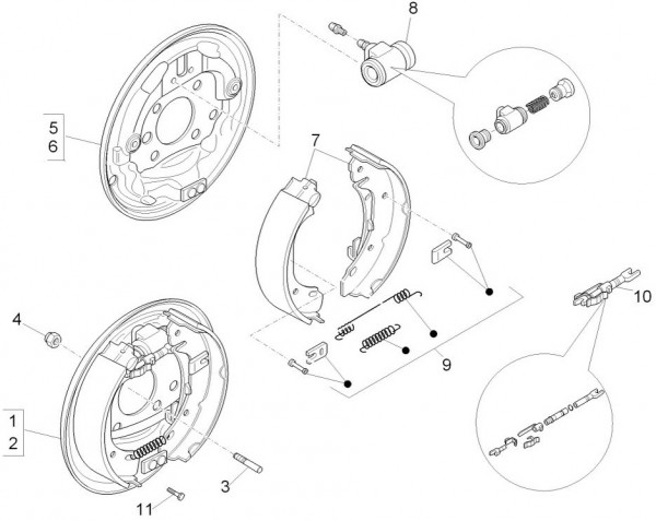 Radaufhängung Bremsbacken - Porter D120 Diesel 1300ccm 4T LC 2011- ZAPS90PK