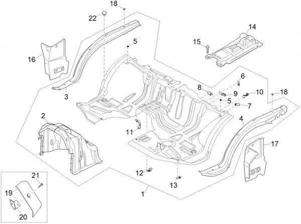 Fahrgestell Bodenpaneel vorn - Porter D120 Diesel 1300ccm 4T LC 2013- ZAPS90VK