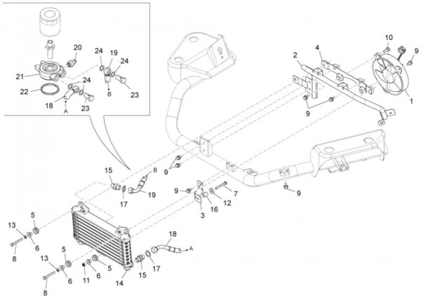 Fahrgestell Ölkühler - Porter Maxxi Multitech 1300ccm 4T LC 2013- ZAPS90RJ