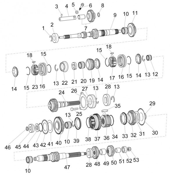 Motor Schaltgetriebe - Porter Multitech 1300ccm 4T LC 2017-