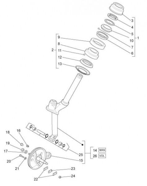 Radaufhängung Vorderradgabel - Ape TM 703 mit Lenker 220ccm 2T AC 2008-2016 ZAPT10000