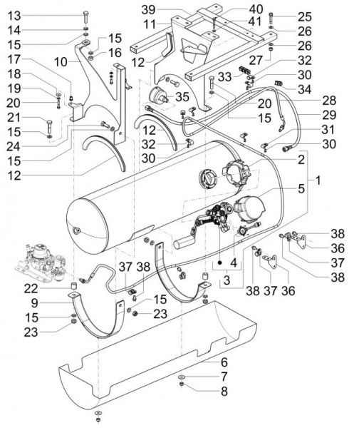 Fahrgestell Benzintank GPL - Porter Multitech 1300ccm 4T LC 2015- ZAPS90PGW