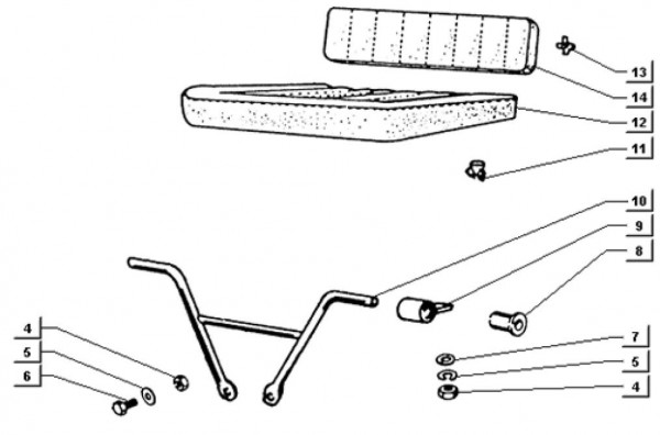 Fahrgestell Sitz - Ape TM 703 Diesel mit Lenkrad 422ccm 4T AC 1997-2004 ZAPT10000