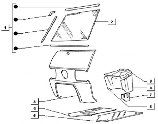 Fahrgestell Bauteile Fahrgestell - Ape TM 703 mit Lenker 220ccm 2T AC 2000-2007 ATM2T